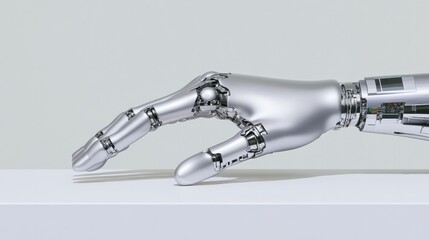 Robotic hand reaching out, showcasing intricate mechanics and fu