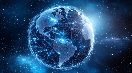 Digital globe with interconnected AI data streams symbolizing global artificial intelligence networks