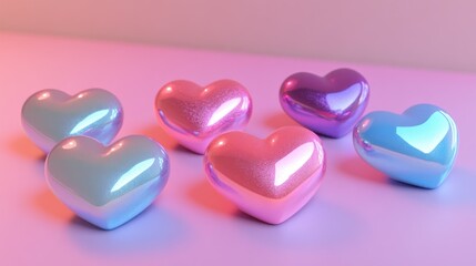 Fototapeta premium Pastel hearts studio backdrop Valentine's