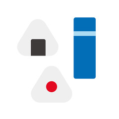 おにぎりと水筒のイラスト：ピクニックのベクター素材 - Onigiri and Water Bottle Illustration: Picnic Vector Material