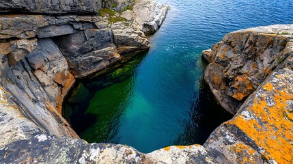 Coastal Cove With Turquoise Water And Rocky Formations