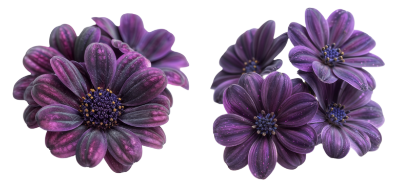Elegant Purple Osteospermum Flowers Pack of 2 Isolated on a Transparent Canvas PNG File
