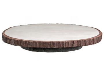 Isolated Photo Of Brown Wood Texture Platform With Round Shape And Bark Edge On Transparent Background Design