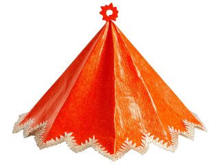 Isolated Orange Holiday Hat Illustration with White Lace Trim a Festive Christmas Cone Decoration on Transparent Background Optimized for Adobe Stock