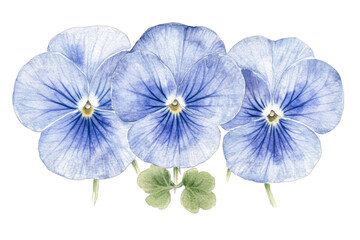 Isolated Blue Pansy Illustration On Transparent Background Showcases Delicate Floral Beauty With Purple Petals And Green Leaves Optimized For Adobe Stock Photo