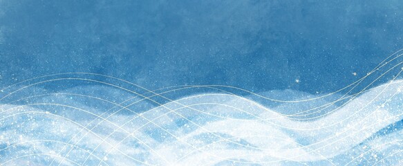 やさしい色使いの夏の波, 和風イラストレーション背景