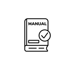 Simple manual icon showing a book with check mark, indicating clear and reliable instructions.