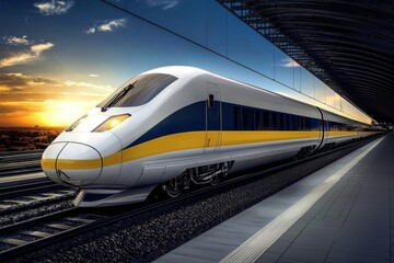 Fototapeta premium High-speed rail networks: A glimpse into fast and eco-friendly travel.