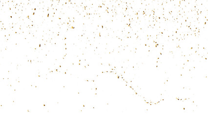 Golden glitter confetti falling down on transparent background. Vector illustration.