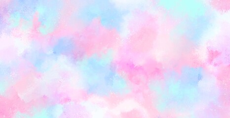 コットンキャンディのような青空と桜のイメージイラストレーション