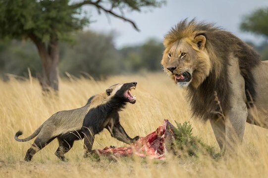 lion in the savannah