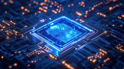 Obraz premium AI-Powered Quantum Neural Processor Chip