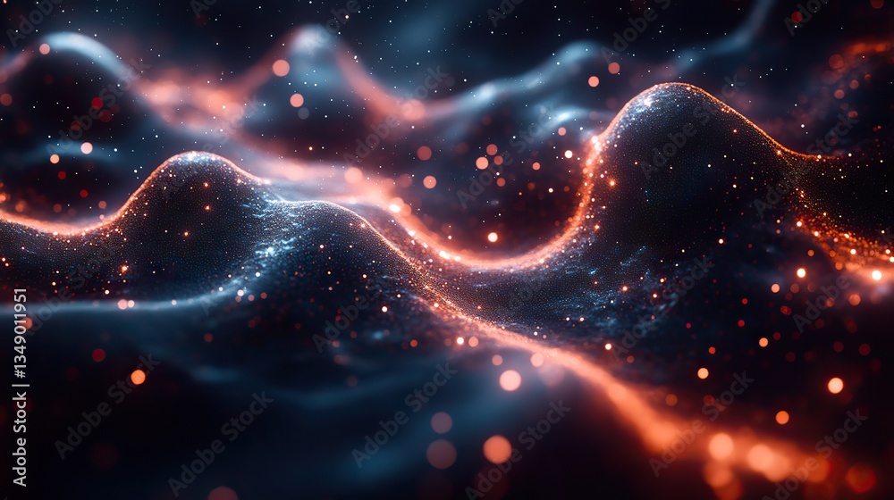 Poster a complex, interconnecting structure of lines and dots,a medical plexus network,evolves on a dark ba