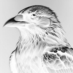 Majestic Digital Hawk Art – High-Contrast Black and White Bird Illustration