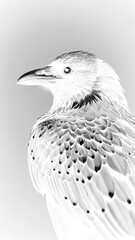 Striking Black & White Hawk Illustration – High-Contrast Digital Bird Art