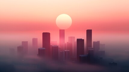 sunrise over city