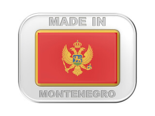 Made in Montenegro, silver badge with the flag of Montenegro
