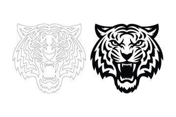 Tiger head logo design. Fully editable Flat and Outline. 