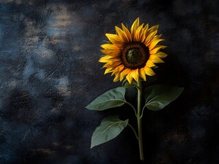 Vibrant Single Sunflower on Dark Background