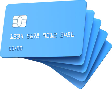 3D Blue credit cards