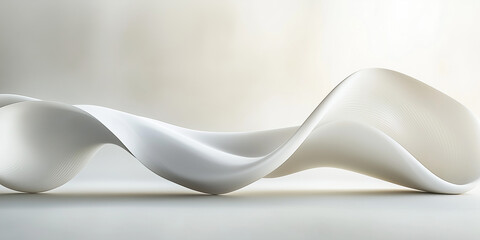 Neutral Aesthetic Wave Lines - Cream Soft Folded Design