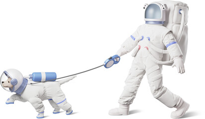 Astronaut walking dog in space suit © Icons8