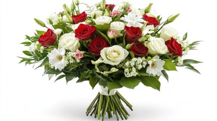 Elegant Bouquet of Red and White Roses
