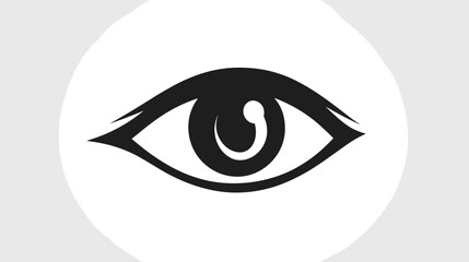 Stylized eye icon with detail on white background with copy space