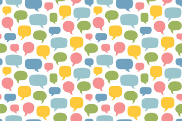 colorful speech bubbles seamless pattern, perfect for stationery products such as notebooks, planners, and wrapping paper, social media graphics- vector illustration
