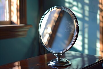 reflection in a mirror, light reflecting off a mirror  