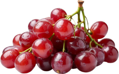 Red Globe Grapes on the vine with a transparent background