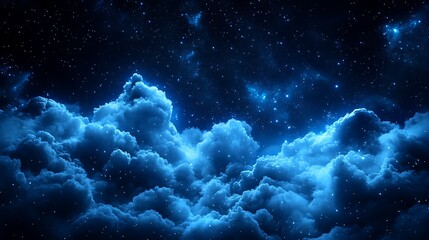 Fototapeta premium Night sky with luminous clouds and stars.