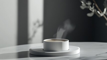 Minimalist Coffee Still Life with Soft Sunlight and Elegant Shadows