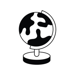 Globe glyph outline icon with white background vector stock illustration