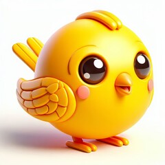 Adorable Yellow Canary Bird Rendered in Playful Kawaii 3D Style