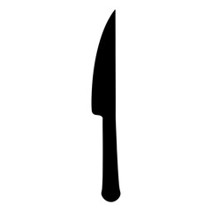 A stainless steel kitchen knife with a black handle isolated on a white background