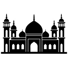 Taj Mahal vector illustration with silhouette of the iconic monument in Agra India