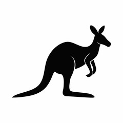 Fototapeta premium Kangaroo with baby vector silhouette illustration