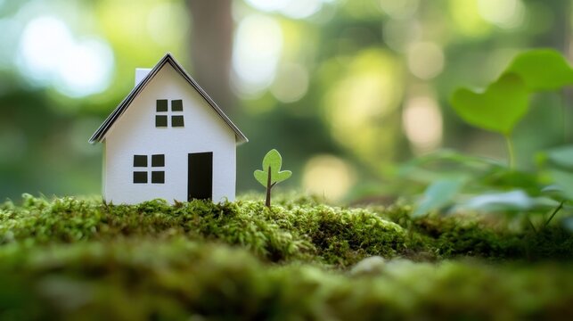 Eco Friendly House - Paper Home On Moss In Garden