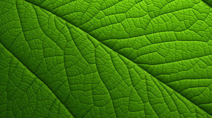 Macro Close-Up of Green Leaf Texture
