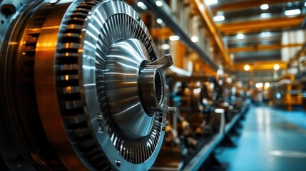 Obraz premium Factory Machine Closeup, Industrial Assembly Line, Manufacturing Process