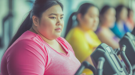 Obraz premium Group of individuals engaged in exercise at a gym