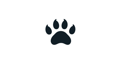Stylized paw print icon on white background with copy space
