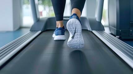 Person exercising indoors walking on a treadmill at a gym