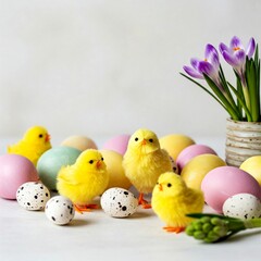 easter eggs and flowers