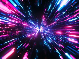 Fototapeta premium Abstract Pink and Blue Light Streaks Radiating from Center