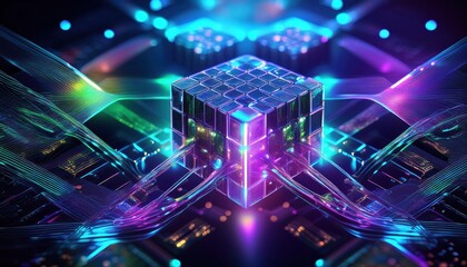 Fototapeta premium Vibrant digital connections illustrate the innovation and complexity of cryptocurrency systems.