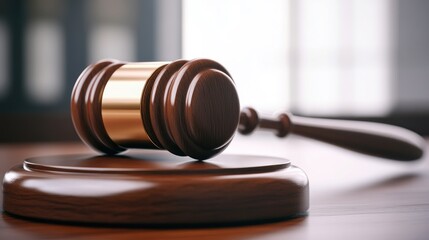 Gavel on Sound Block: Symbol of Justice and Law