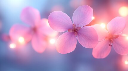 Obraz premium Soft pink flowers glowing in soft light.