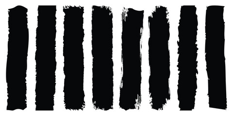 Set of vector brush strokes. Hand draw brush stroke isolated on white background. Set of black ink paint brush stroke lines texture isolated on PNG transparent background,